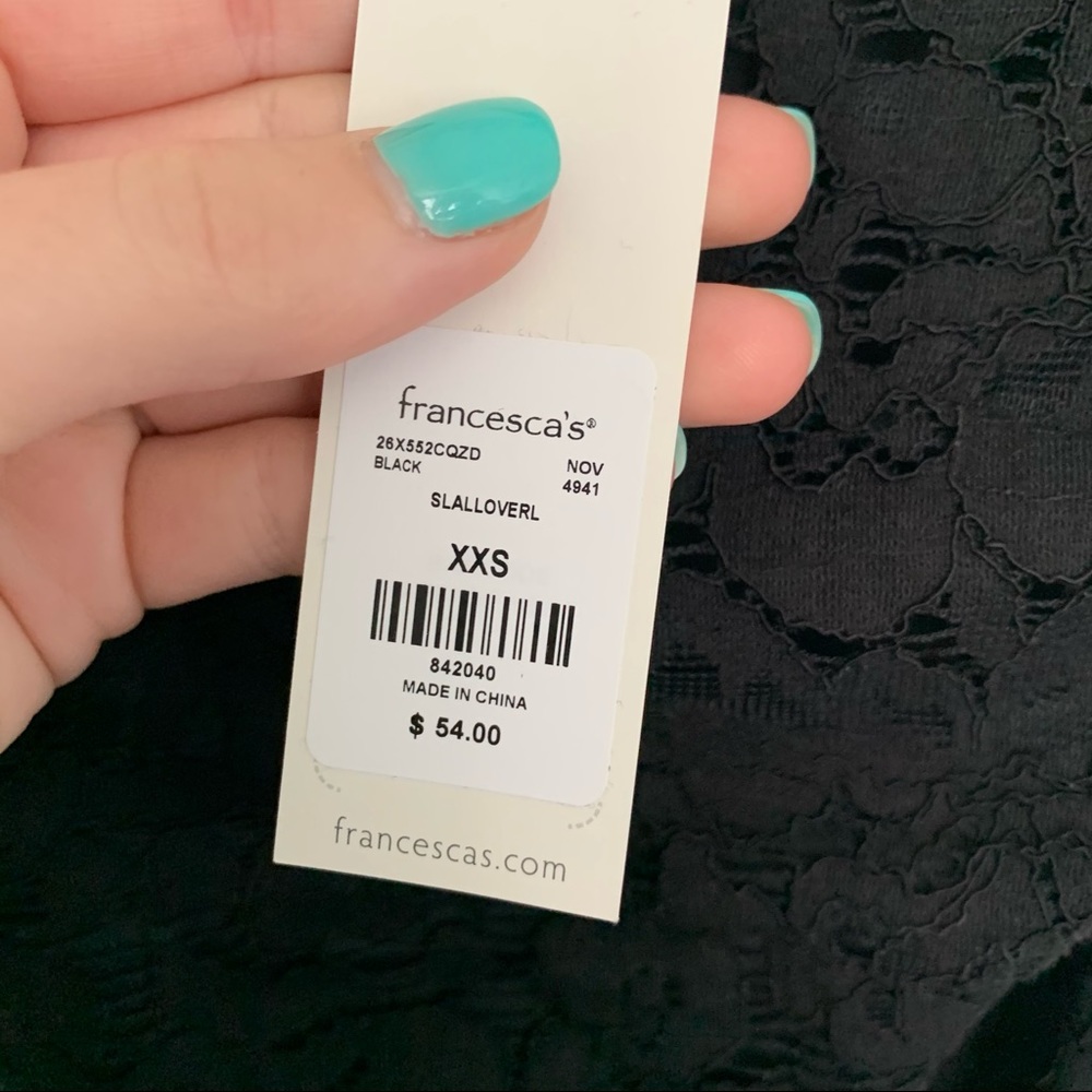 NWT Franchesca’s black midi bodycon lace dress XXS - Picture 4 of 6